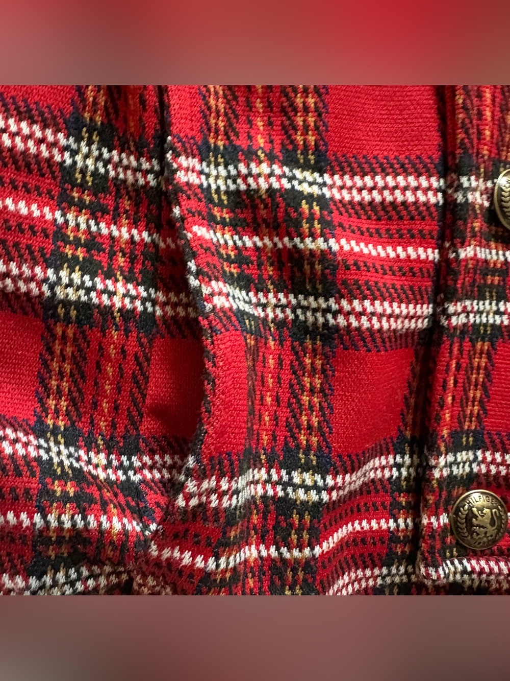 Tommy Hilfiger Red Plaid Button-Up Blazer Jacket Women’s XL - Picture 4 of 9